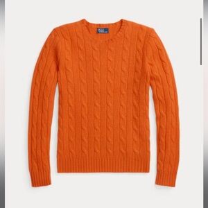 Only worn once Ralph Lauren Cable-Knit Cashmere Sweater in sunset sky in XS.